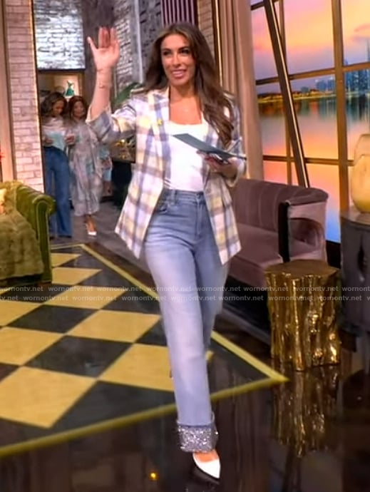 Alyssa’s plaid blazer and jeans on The View