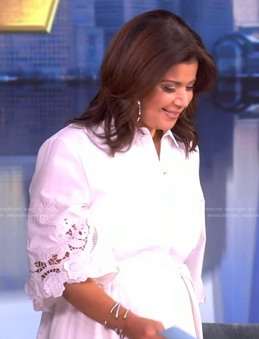 Ana’s white lace trim shirtdress on The View