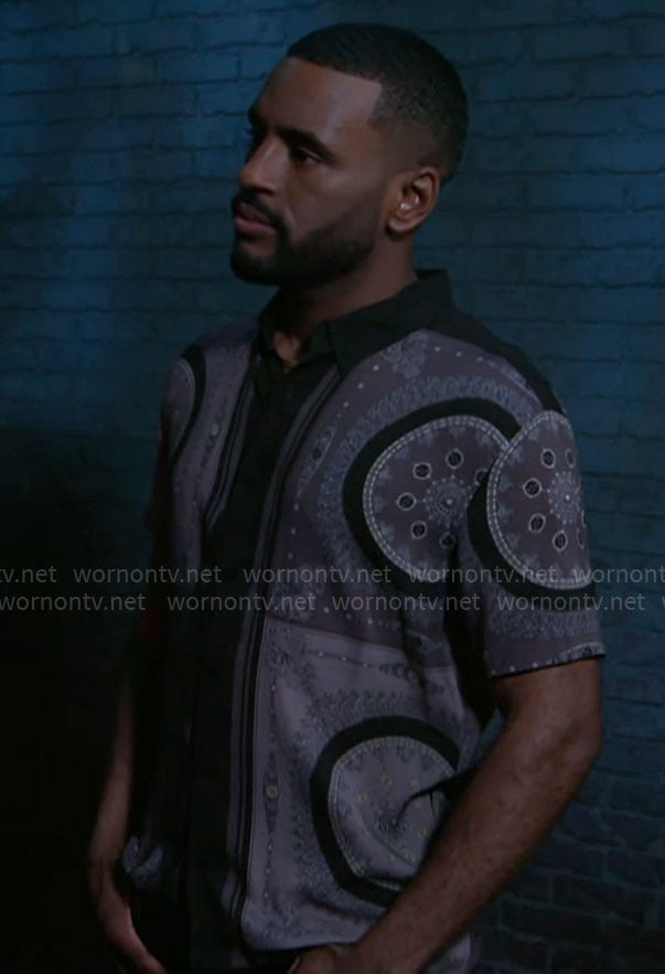 Andre’s printed shirt on Beyond the Gates