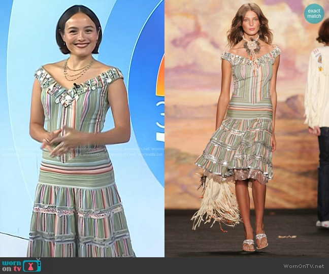 Anna Sui Batik Cotton Dress in Stripe - Spring 2005 Collection worn by Chase Sui on Today