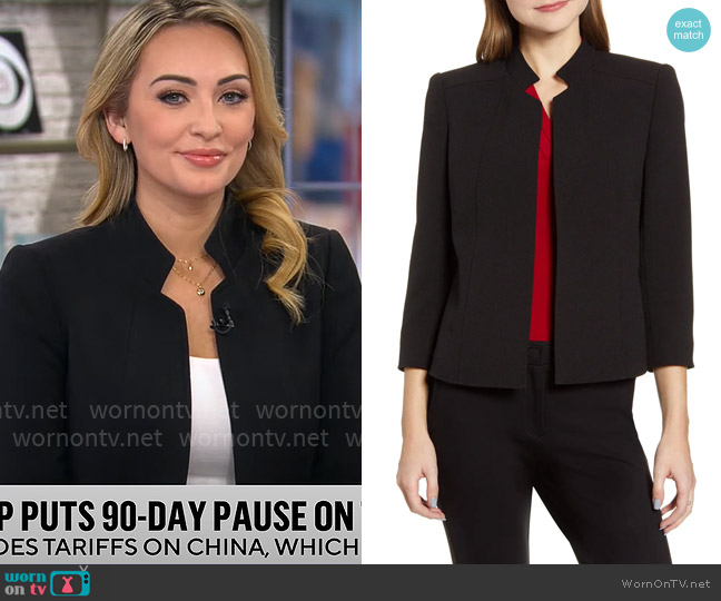 Anne Klein Crepe Open Front Jacket worn by Kelly O'Grady on CBS Mornings