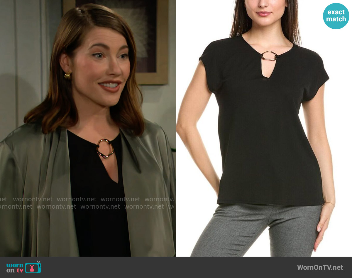 Anne Klein Keyhole Top worn by Steffy Forrester (Jacqueline MacInnes Wood) on The Bold and the Beautiful