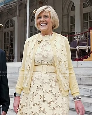 Anne’s yellow floral Guipure dress and cardigan on Today
