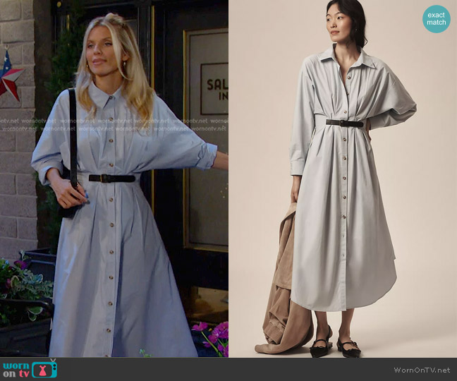 Anthropologie Pleated Buckle Midi Shirt Dress worn by Catherina Greene (AnnaLynne McCord) on Days of our Lives
