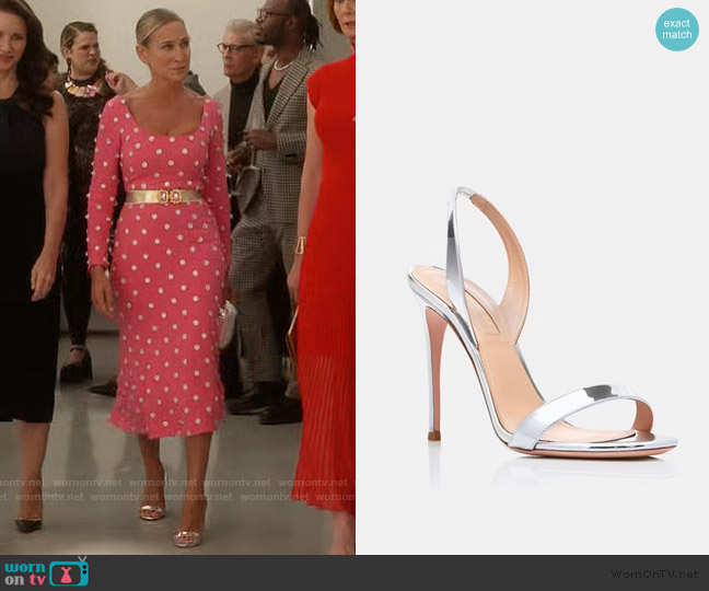 Aquazzura So Nude Sandal 105 worn by Carrie Bradshaw (Sarah Jessica Parker) on And Just Like That