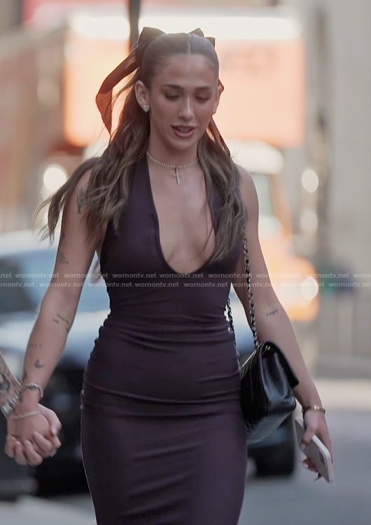 Ariana’s burgundy halter dress on Next Gen NYC