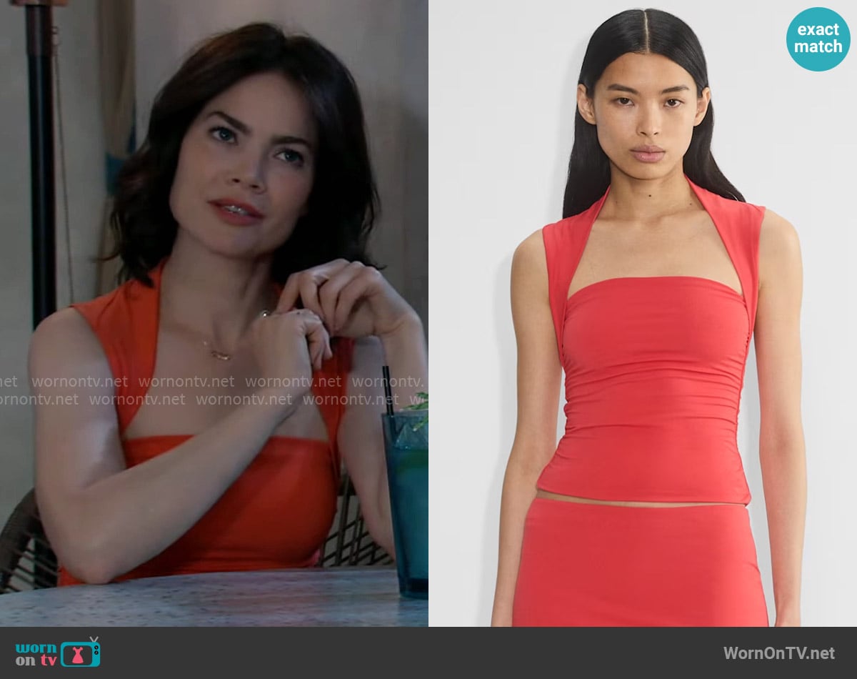 Aritzia Original Contour Flourish Top in Cherry Red worn by Elizabeth Webber (Rebecca Herbst) on General Hospital