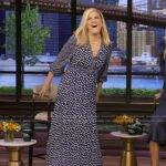 Kristen Johnston’s blue polka dot print dress on Live with Kelly and Mark