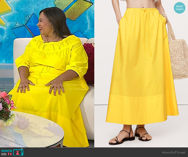 Banana Republic Cotton Poplin Maxi Skirt in Citrus Season Yellow worn by Jasmine Guillory on Today