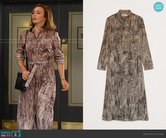 Banana Republic Oversized Snake-Print Midi Shirtdress worn by Gwen Rizczech (Emily O'Brien) on Days of our Lives