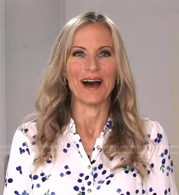 Becky Worley’s white berry print blouse on Good Morning America