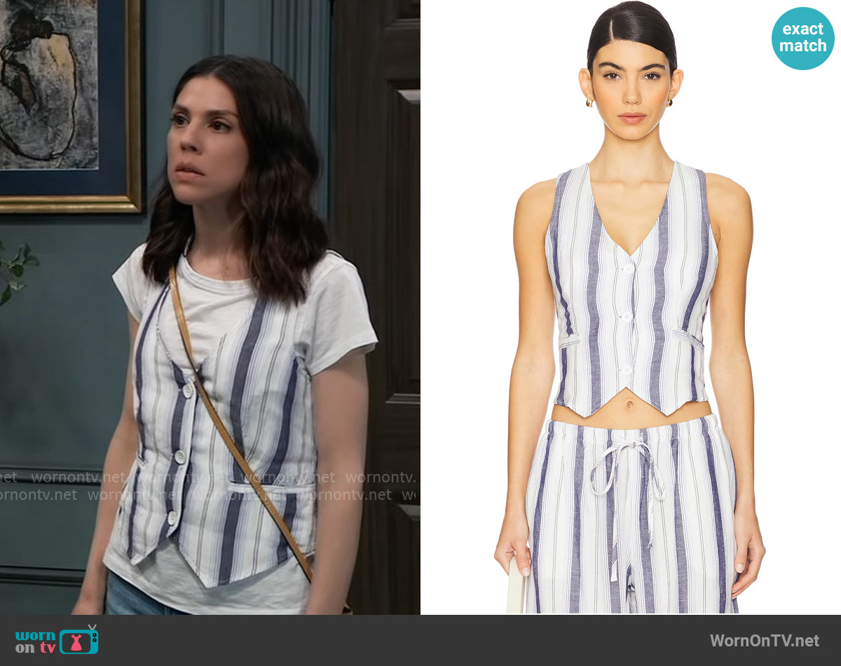 Bella Dahl Coastal Stripe Vest worn by Kristina Corinthos-Davis (Kate Mansi) on General Hospital