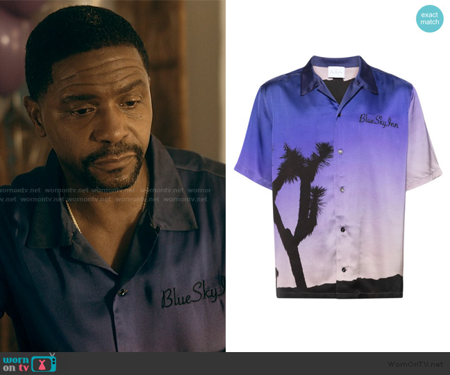 Blue Sky Inn Palm tree-print ombre shirt