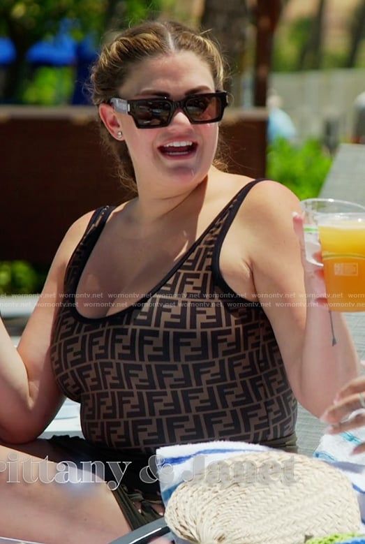Brittany’s fendi logo swimsuit on The Valley