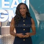 Brittany’s navy sleeveless button front mini dress on Good Morning America