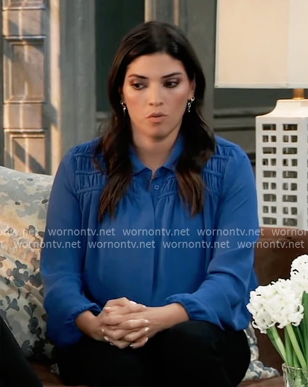Brook Lynn’s blue gathered blouse on General Hospital