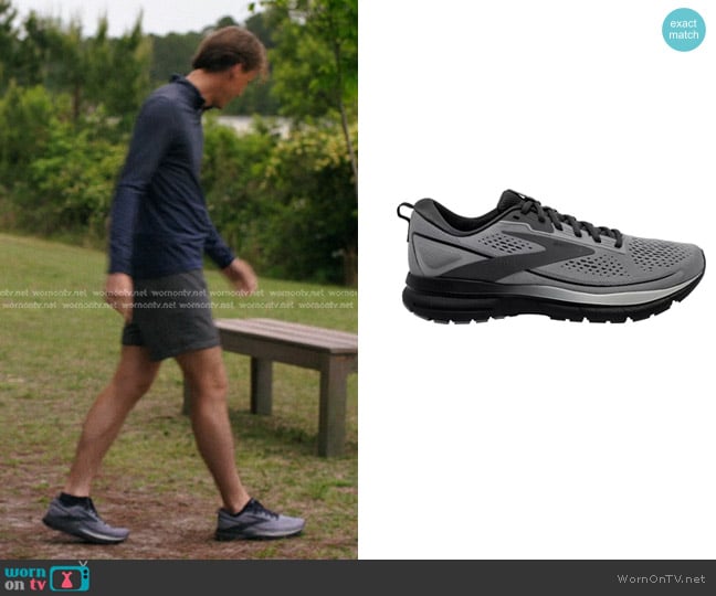 Brooks Trace 3 Neutral Running Shoe in Grey/Black/Ebony worn by Conrad (Christopher Briney) on The Summer I Turned Pretty