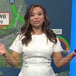 Adelle’s white buckle waist lace dress on Today