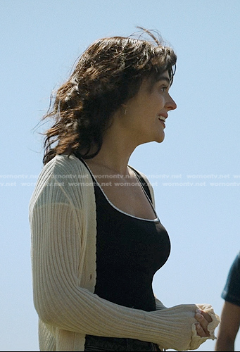 Cadence’s black contrast trim square neck top on We Were Liars