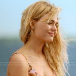 Cadence’s floral print twist front swimsuit and denim shorts on We Were Liars