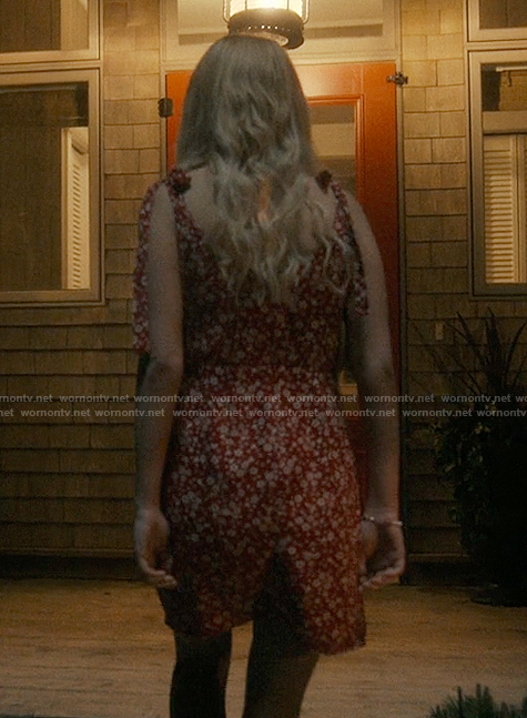 Cadence’s red floral print mini dress on We Were Liars