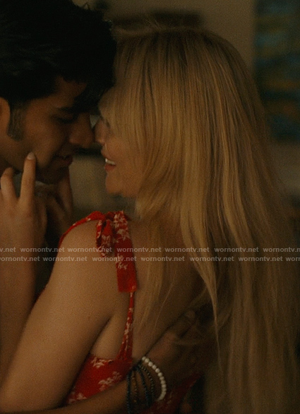Cadence’s red floral print dress on We Were Liars