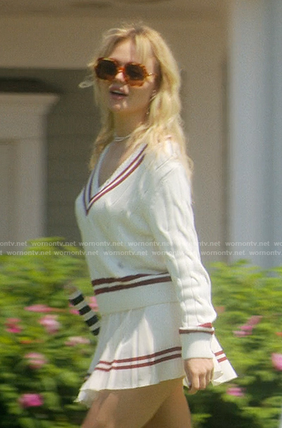 Cadence’s cable knit varsity sweater and skirt on We Were Liars