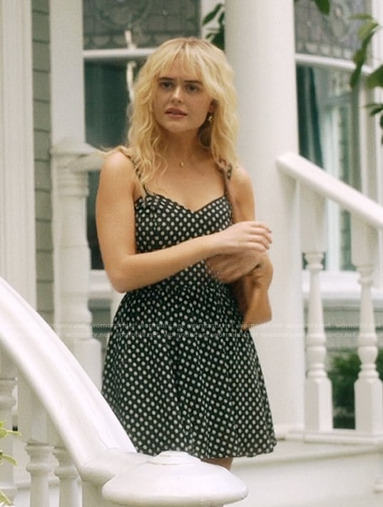 Cadence’s navy floral print dress on We Were Liars