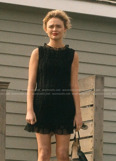 Cadence’s black sheer ruffle mini dress on We Were Liars