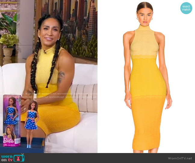 Camila Coelho Cressida Dress in Yellow Ombre worn by Robin Arzon on Good Morning America