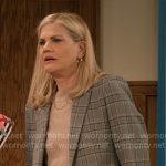 Carol’s plaid blazer on Leanne