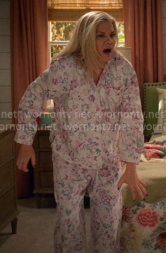 Carol’s pink floral pajamas on Leanne