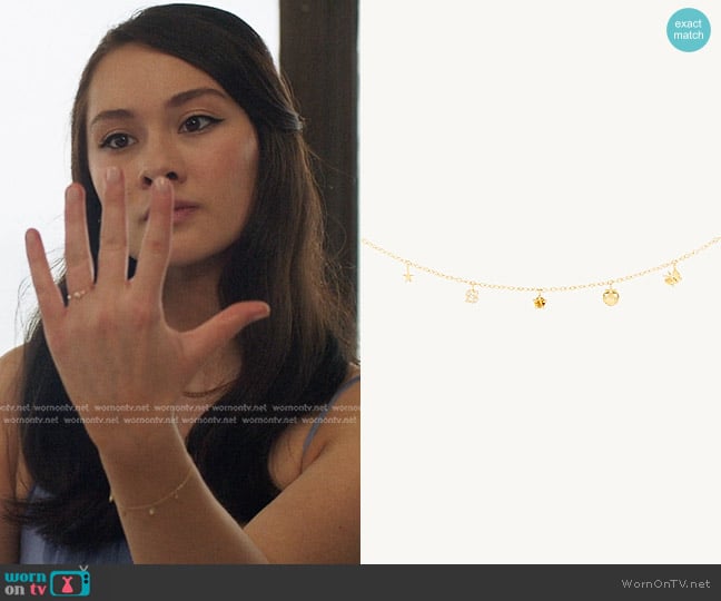 Catbird Jewelry Confetti Custom Five Gold Charm Bracelet worn by Belly Conklin (Lola Tung) on The Summer I Turned Pretty