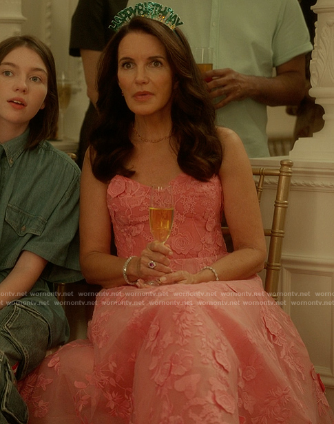 Charlotte’s pink embroidered floral dress on And Just Like That