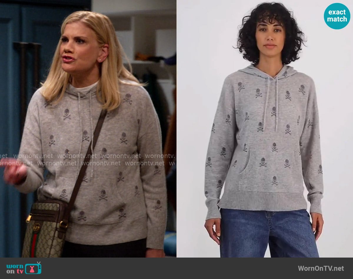Charter Club Embellished Long-Sleeve Hooded 100% Cashmere Sweater worn by Carol (Kristen Johnston) on Leanne