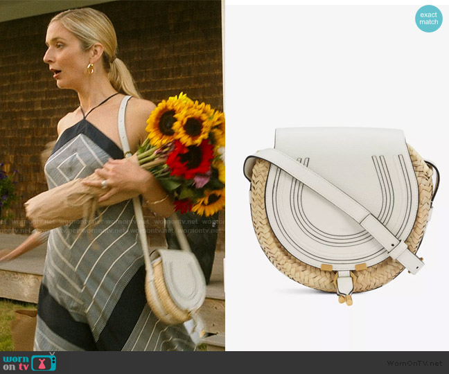 Chloe Marcie palm leaf and leather cross-body bag worn by Penelope Sinclair (Caitlin Fitzgerald) on We Were Liars