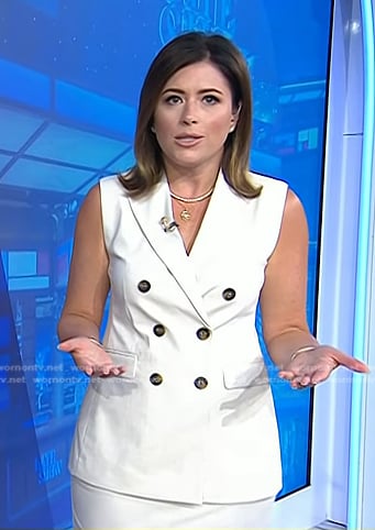 Chloe’s whtie vest and front slit skirt on Today
