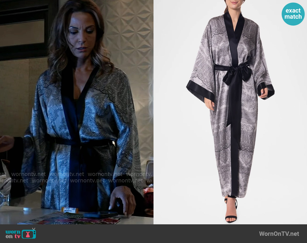 Christine Lingerie Bardot Lace-Print Silk Robe worn by Natalia (Eva LaRue) on General Hospital