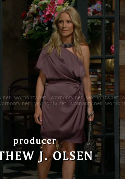 Christine’s purple one-shoulder dress on The Young and the Restless