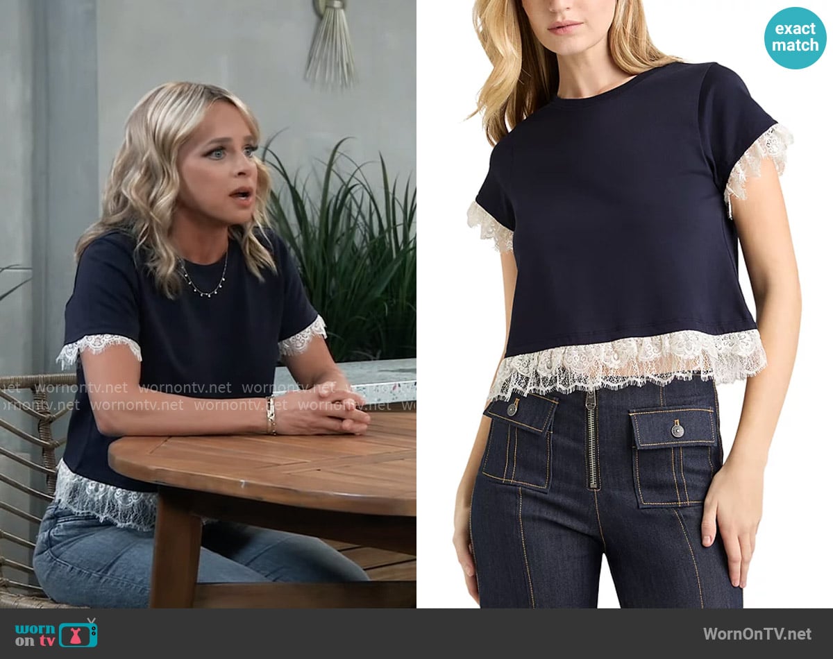 Cinq a Sept Ami Tee worn by Maxie Jones (Nicole Paggi) on General Hospital