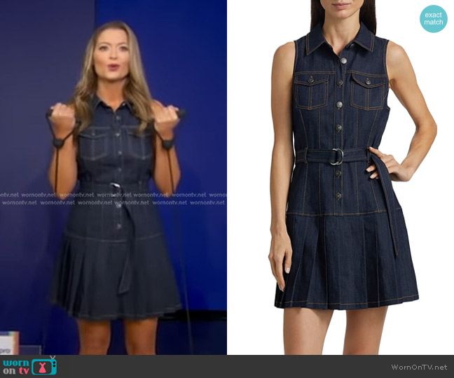 Cinq a Sept Moxie Denim Mini Shirtdress in indigo worn by Dani Beckstrom on Good Morning America