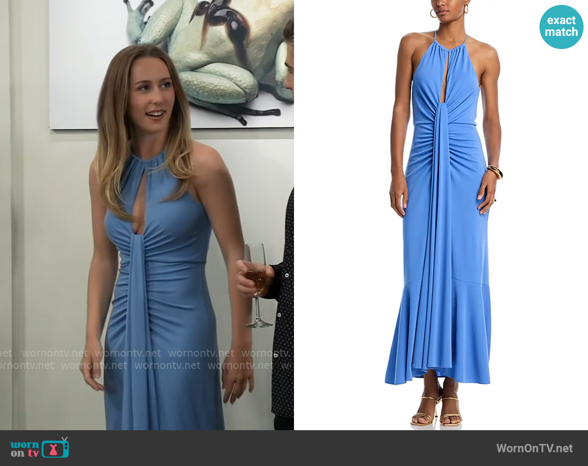 Cinq a Sept Zelma Dress in Endless Sky worn by Josslyn Jacks (Eden McCoy) on General Hospital