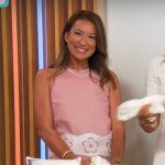 Courtney Cason’s pink flower trim top and skirt set on CBS Mornings