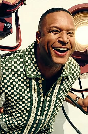 Craig Melvin’s green check knit shirt on Today