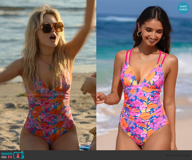 Cupshe Floral Plunging Ruched One-Piece worn by Cadence Sinclair Eastman (Emily Alyn Lind) on We Were Liars