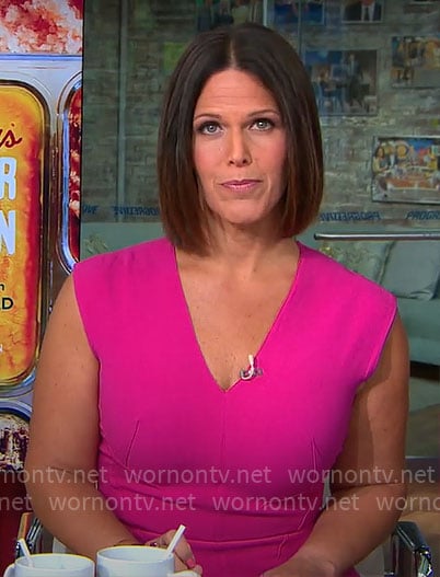 Dana Jacobson’s pink v-neck dress on CBS Mornings