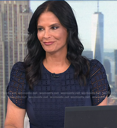 Darlene’s navy embroidered dress on Today