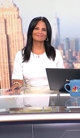 Darlene’s white and yellow mixed media dress on Today