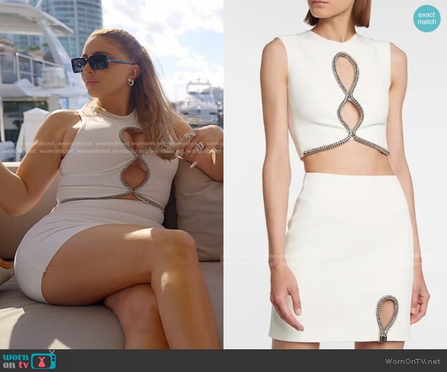 David Koma Crystal Embellished Crepe Top worn by Larsa Pippen (Larsa Pippen) on The Real Housewives of Miami