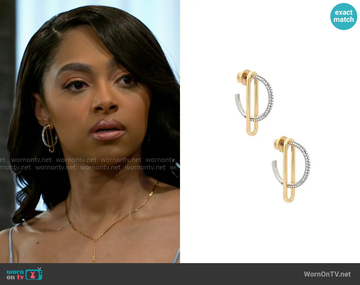 Demarson Mini Astra Hoops worn by Kat Richardson (Colby Muhammad) on Beyond the Gates